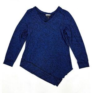 Allison Brittney Top Women's Medium Blouse Blue Heather Stretch Long Sleeve